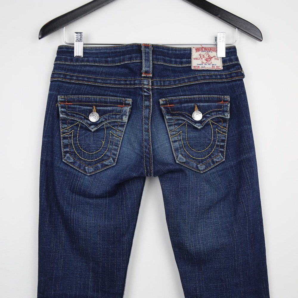 True Religion Women's Julie Skinny Form-Fitting Dark Wash Denim Jeans - Picture 5 of 8